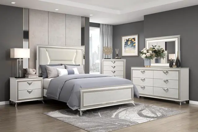Alt view image 6 of 7 - Antique White Finish Nightstand 2-Drawers Storage Modern Luxury Bedroom Furniture 1pc
