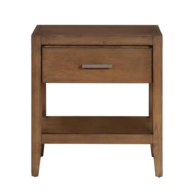 Alt view image 2 of 6 - Transitional Bedroom Furniture 1Pc Nightstand Of Drawer And Open Shelf Light Brown Finish