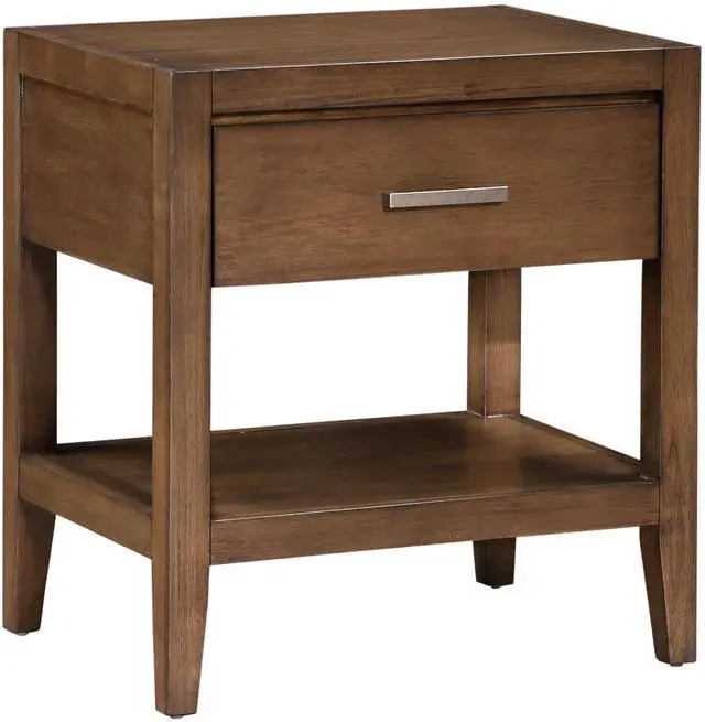 Main image of Transitional Bedroom Furniture 1Pc Nightstand Of Drawer And Open Shelf Light Brown Finish