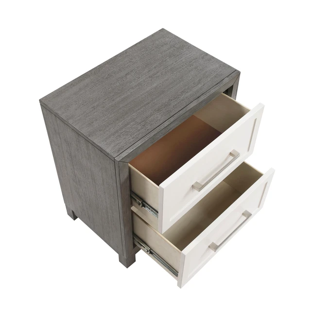 Alt view image 5 of 7 - Two Drawers Nightstand Ivory And Gray Finish Bedroom Furniture 1Pc