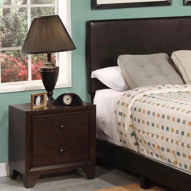 Main image of Espresso Finish 2-Drawers Nightstand Wooden Casual Bedroom Furniture 1Pc