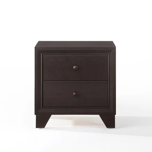 Alt view image 2 of 6 - Espresso Finish 2-Drawers Nightstand Wooden Casual Bedroom Furniture 1Pc