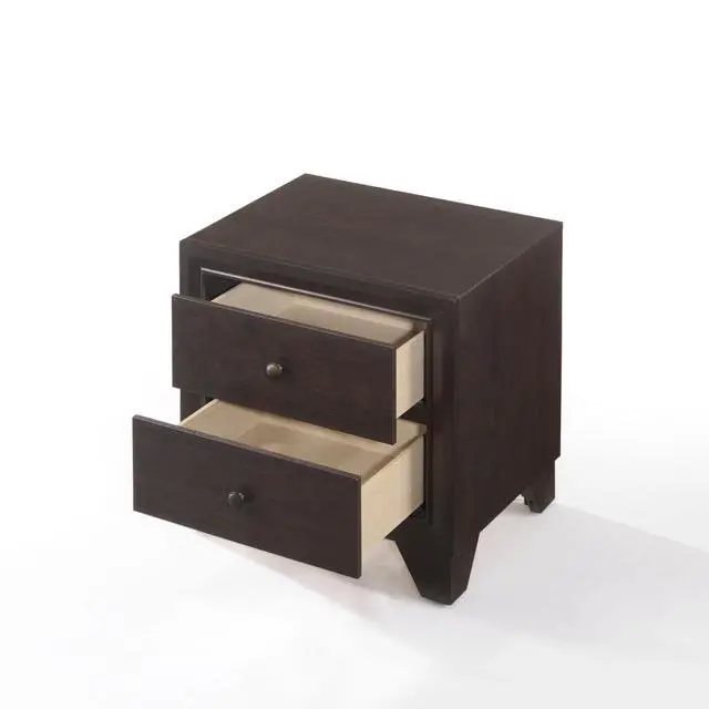 Alt view image 4 of 6 - Espresso Finish 2-Drawers Nightstand Wooden Casual Bedroom Furniture 1Pc