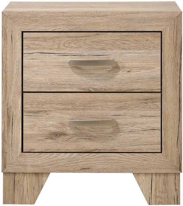 Alt view image 2 of 7 - Natural Finish 2-Drawer Contemporary Nightstand Wooden Bedroom Furniture 1Pc