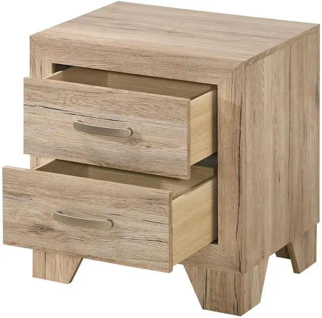 Alt view image 4 of 7 - Natural Finish 2-Drawer Contemporary Nightstand Wooden Bedroom Furniture 1Pc