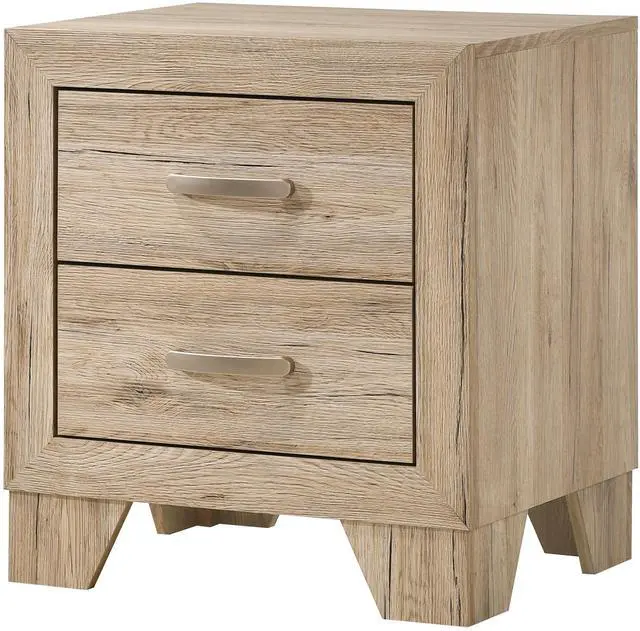 Alt view image 3 of 7 - Natural Finish 2-Drawer Contemporary Nightstand Wooden Bedroom Furniture 1Pc