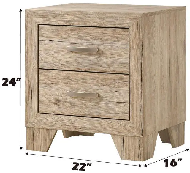 Alt view image 6 of 7 - Natural Finish 2-Drawer Contemporary Nightstand Wooden Bedroom Furniture 1Pc