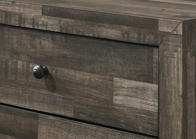 Alt view image 4 of 5 - 1Pc Rustic Two Drawers Storage Nightstand Brown Gray Finish Wooden Bedroom Furniture