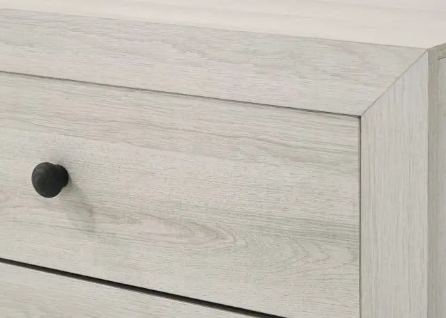 Alt view image 3 of 5 - 1Pc Rustic Two Drawers Storage Nightstand White Wash Finish Wooden Bedroom Furniture