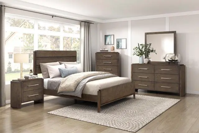 Alt view image 6 of 7 - Transitional Dark Walnut Finish Two Drawers Nightstand 1Pc Wooden Bedroom Furniture Solid Rubberwood