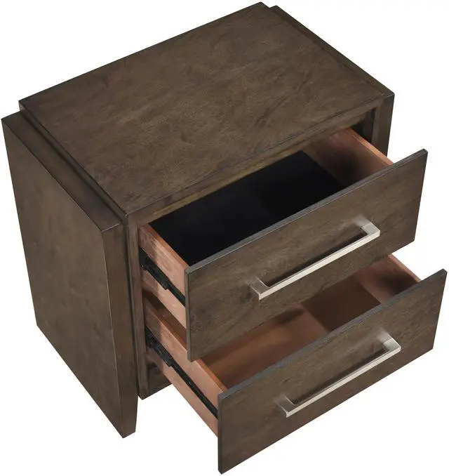 Alt view image 5 of 7 - Transitional Dark Walnut Finish Two Drawers Nightstand 1Pc Wooden Bedroom Furniture Solid Rubberwood