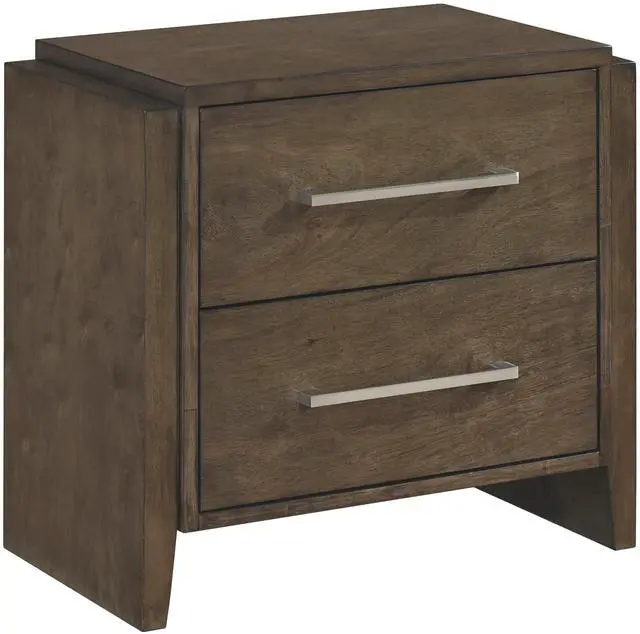 Alt view image 3 of 7 - Transitional Dark Walnut Finish Two Drawers Nightstand 1Pc Wooden Bedroom Furniture Solid Rubberwood