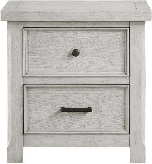 Main image of Classic Light Gray Finish Nightstand Of 2X Drawers Wooden Bedroom Furniture 1Pc