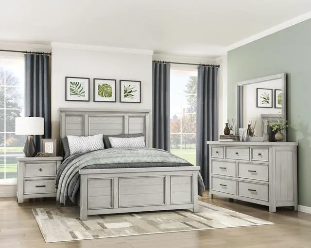 Alt view image 4 of 6 - Classic Light Gray Finish Nightstand Of 2X Drawers Wooden Bedroom Furniture 1Pc