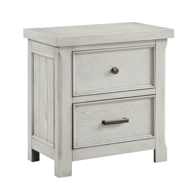 Alt view image 2 of 6 - Classic Light Gray Finish Nightstand Of 2X Drawers Wooden Bedroom Furniture 1Pc