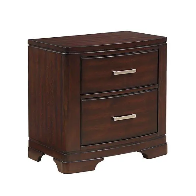 Alt view image 2 of 6 - Cherry Finish Sleek Design Nightstand With Two Storage Drawers Transitional Style Bedroom Furniture 1Pc