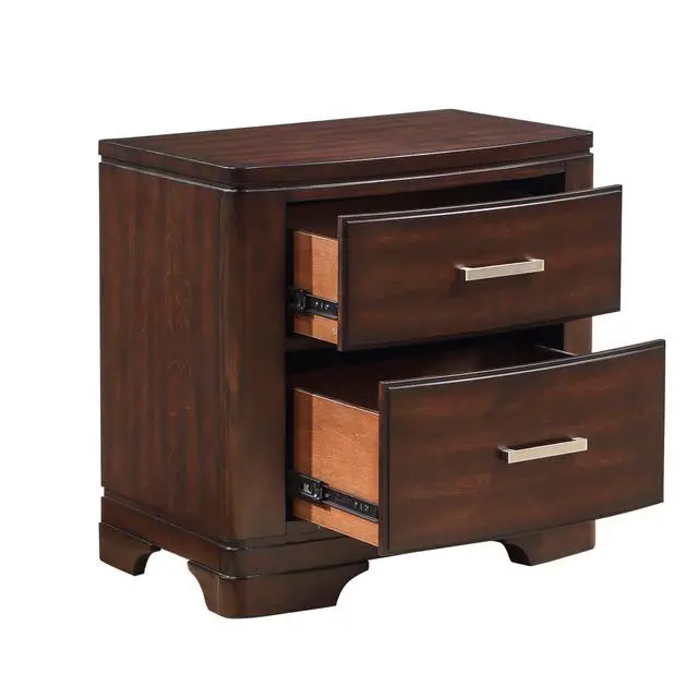 Alt view image 3 of 6 - Cherry Finish Sleek Design Nightstand With Two Storage Drawers Transitional Style Bedroom Furniture 1Pc