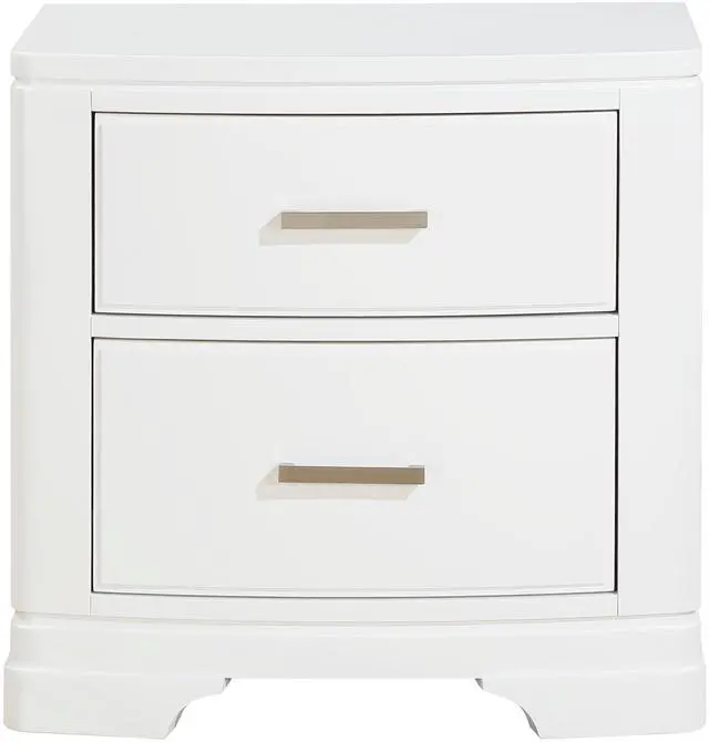 Main image of White Finish Sleek Design Nightstand With Two Storage Drawers Transitional Style Bedroom Furniture 1Pc