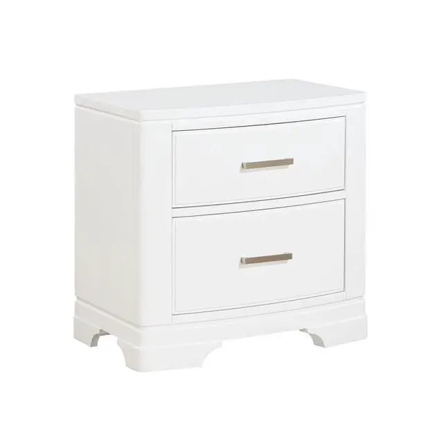 Alt view image 2 of 6 - White Finish Sleek Design Nightstand With Two Storage Drawers Transitional Style Bedroom Furniture 1Pc