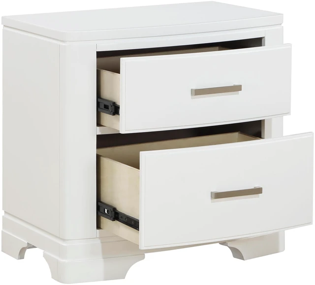 Alt view image 3 of 6 - White Finish Sleek Design Nightstand With Two Storage Drawers Transitional Style Bedroom Furniture 1Pc
