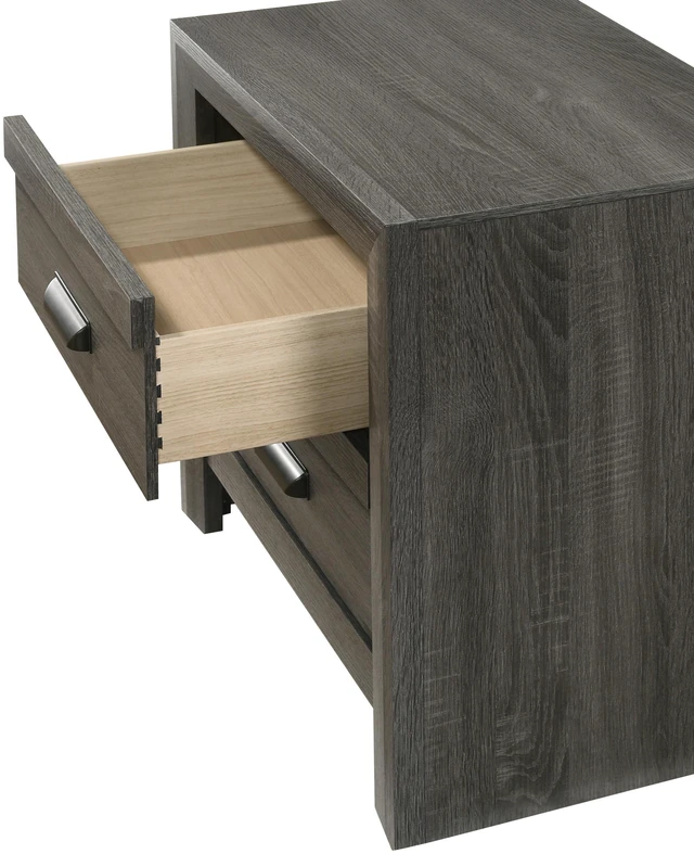 Alt view image 2 of 6 - 1Pc Contemporary Nightstand End Table With Two Storage Drawers Rustic Gray Finish Bedroom Wooden Furniture