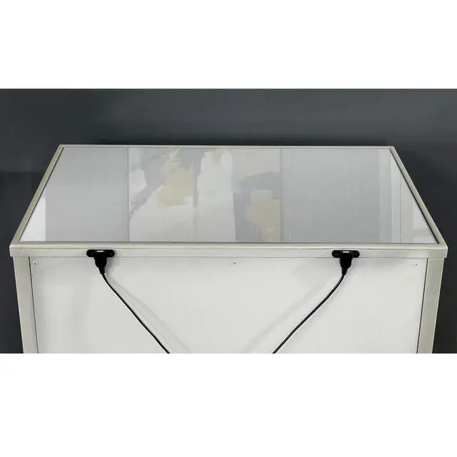 Alt view image 5 of 6 - Glam Silver Finish 1Pc Nightstand Mirror Panels Ornate Accents Curved Feet Crystal Drawer Knobs Bedside Table Bedroom Furniture