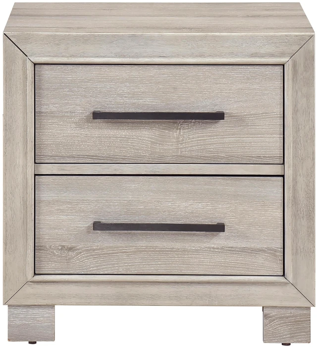 Alt view image 2 of 7 - Modern Gray Finish Two-Drawer Nightstand Wooden Bedroom Furniture 1Pc Bedside Cabinet