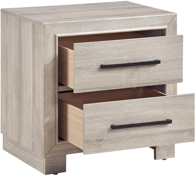 Alt view image 3 of 7 - Modern Gray Finish Two-Drawer Nightstand Wooden Bedroom Furniture 1Pc Bedside Cabinet