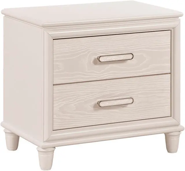 Main image of Modern Glam Style Two-Drawer Nightstand with USB ports Wooden Bedroom Furniture 1pc Bedside Cabinet