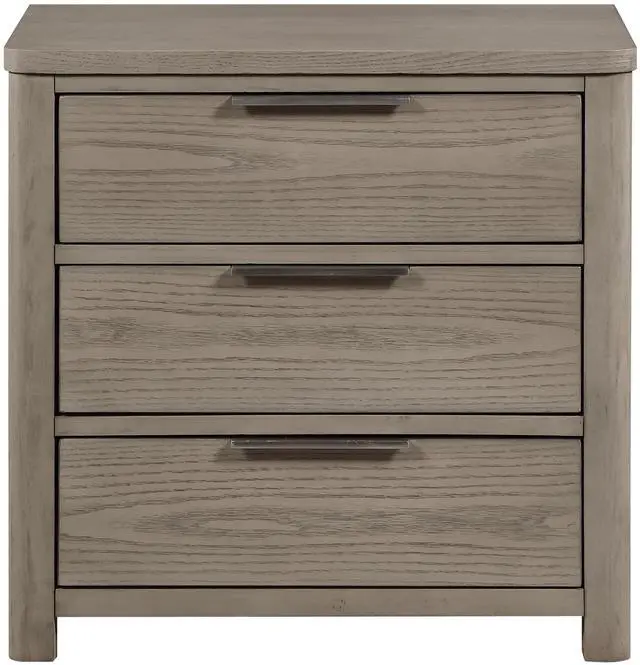 Main image of Contemporary Light Gray Finish Nightstand Of 3-Drawers Dovetail Bedroom Furniture 1Pc Bedside Table