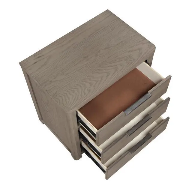 Alt view image 4 of 6 - Contemporary Light Gray Finish Nightstand Of 3-Drawers Dovetail Bedroom Furniture 1Pc Bedside Table