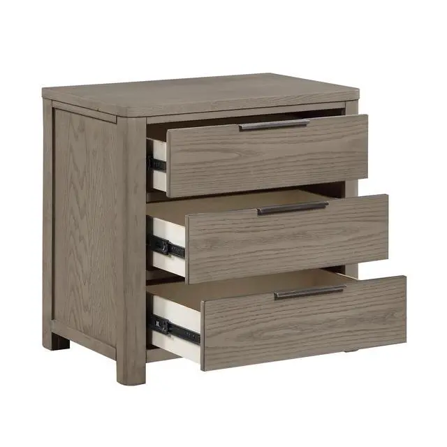 Alt view image 3 of 6 - Contemporary Light Gray Finish Nightstand Of 3-Drawers Dovetail Bedroom Furniture 1Pc Bedside Table
