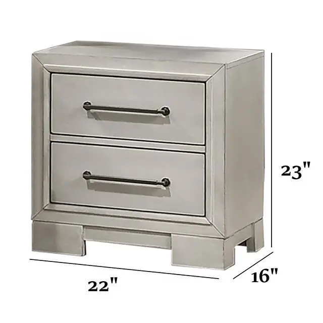 Alt view image 3 of 5 - Modern Farmhouse Style 1Pc Nightstand Square Legs Sleek Handles Antique White Finish Bedroom Furniture