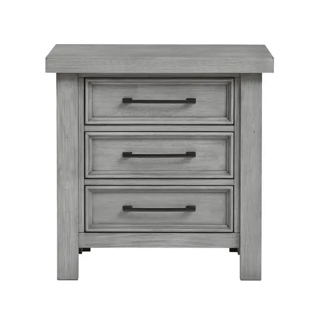 Alt view image 2 of 7 - Transitional Antique Gray Finish Nightstand Of 3X Drawers Classic Bedroom Furniture 1Pc Bedside Cabinet