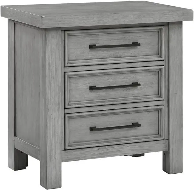 Main image of Transitional Antique Gray Finish Nightstand Of 3X Drawers Classic Bedroom Furniture 1Pc Bedside Cabinet