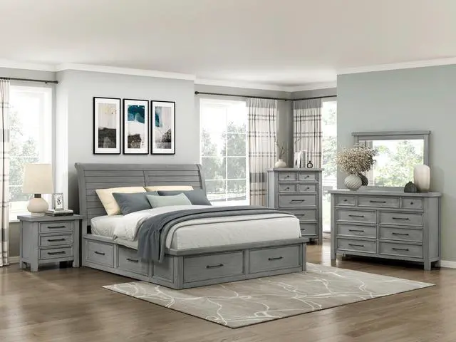 Alt view image 5 of 7 - Transitional Antique Gray Finish Nightstand Of 3X Drawers Classic Bedroom Furniture 1Pc Bedside Cabinet