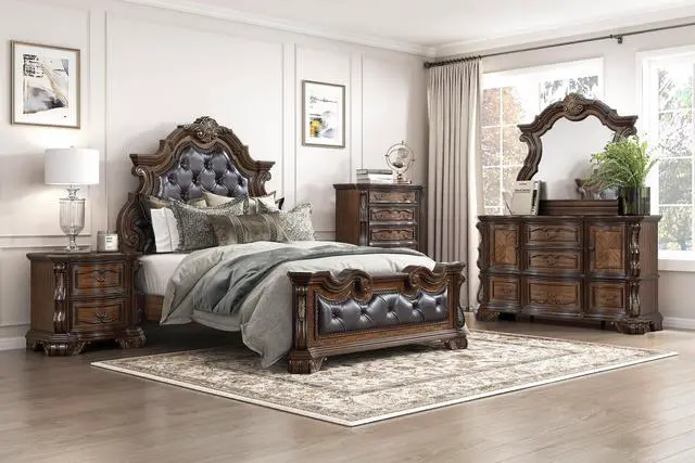 Alt view image 7 of 7 - Formal Traditional Dark Brown Finish Luxury Nightstand Of 2X Drawers Gold Accent Detailing Bedroom Furniture 1Pc Bedside Cabinet