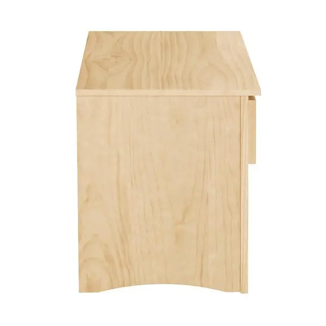Alt view image 6 of 7 - Contemporary Nightstand With Drawer Open Shelf Natural Pine Finish Wooden Bedroom Furniture 1Pc Bedside Cabinet