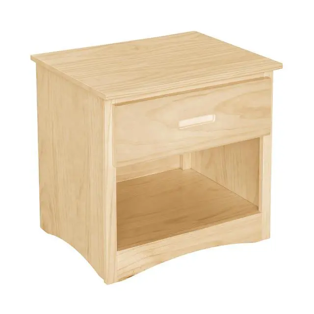 Alt view image 3 of 7 - Contemporary Nightstand With Drawer Open Shelf Natural Pine Finish Wooden Bedroom Furniture 1Pc Bedside Cabinet