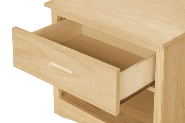 Alt view image 5 of 7 - Contemporary Nightstand With Drawer Open Shelf Natural Pine Finish Wooden Bedroom Furniture 1Pc Bedside Cabinet