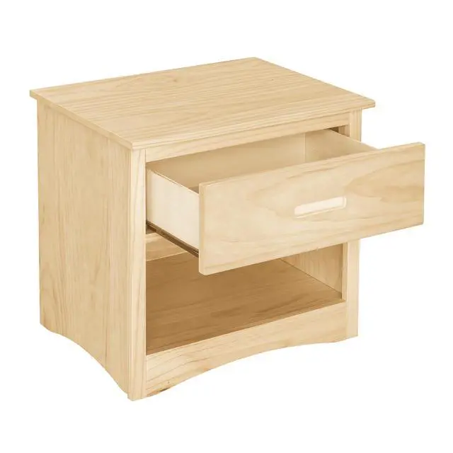 Alt view image 4 of 7 - Contemporary Nightstand With Drawer Open Shelf Natural Pine Finish Wooden Bedroom Furniture 1Pc Bedside Cabinet