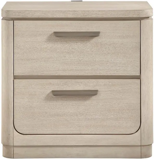 Main image of Storage Drawers Nightstand With Usb Charging Ports Light Gray Natural Finish Bedroom Furniture 1Pc Bedside Table