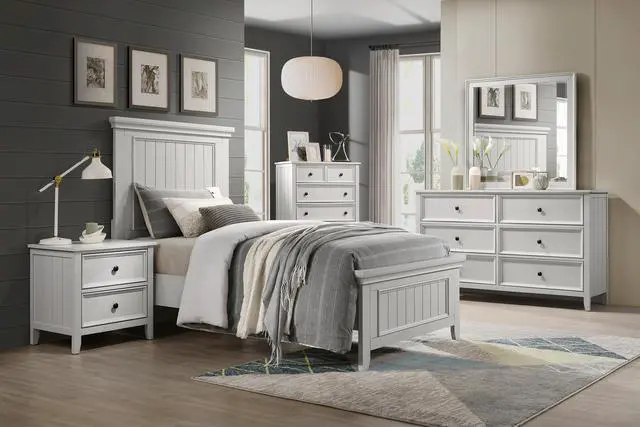 Alt view image 6 of 7 - Classic White Finish Nightstand Of 2 Drawers Storage Modern Farmhouse Style Bedroom Furniture 1Pc Bedside Table