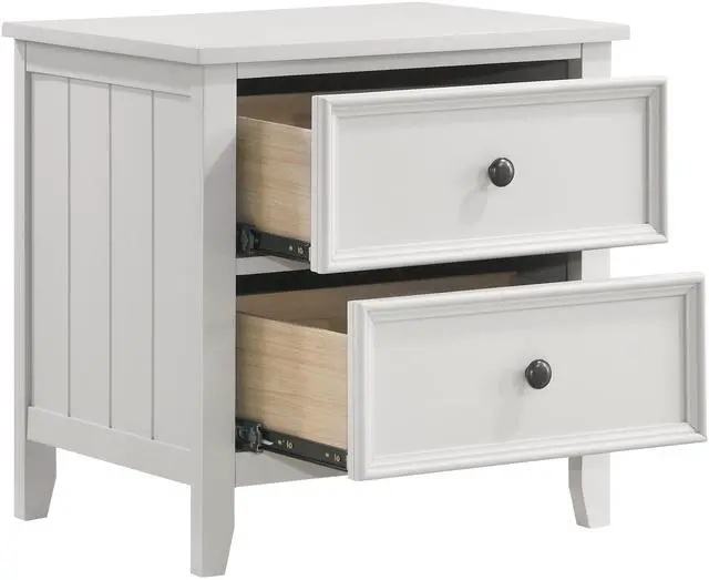 Alt view image 4 of 7 - Classic White Finish Nightstand Of 2 Drawers Storage Modern Farmhouse Style Bedroom Furniture 1Pc Bedside Table