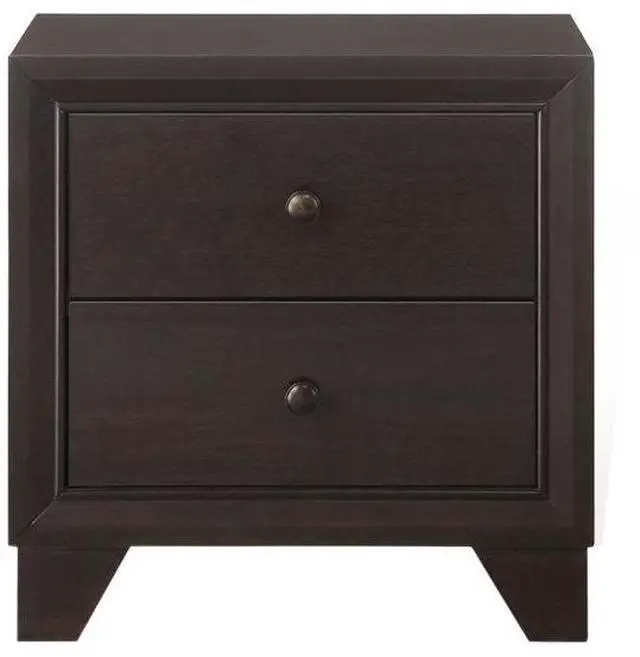 Main image of Wooden Nightstand With 2 Drawers In Espresso Finish