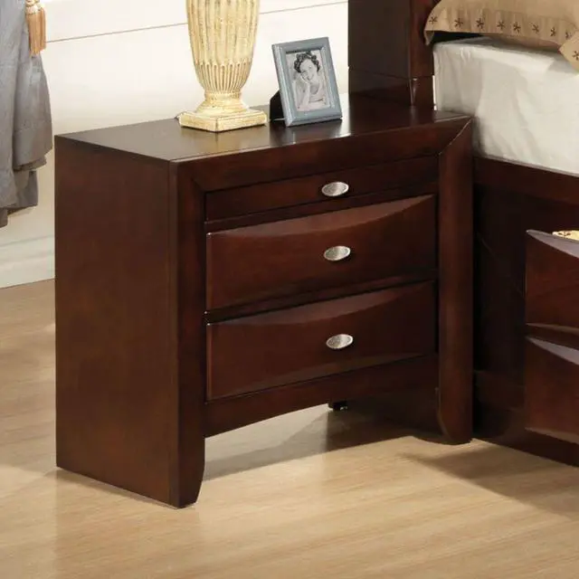 Alt view image 2 of 5 - Wooden Nightstand With 2 Drawers And 1 Tray, Espresso