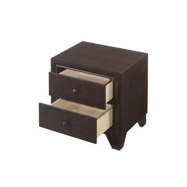 Alt view image 4 of 6 - Wooden Nightstand With 2 Drawers In Espresso Finish