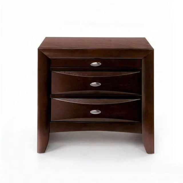Main image of Wooden Nightstand With 2 Drawers And 1 Tray, Espresso
