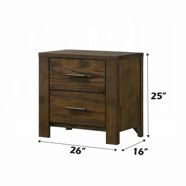 Alt view image 3 of 5 - Wooden Nightstand With 2 Drawers In Oak Finish