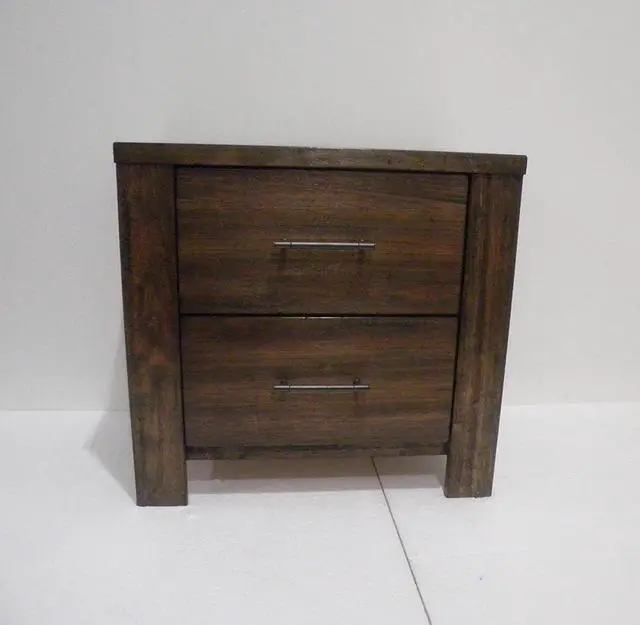 Alt view image 4 of 5 - Wooden Nightstand With 2 Drawers In Oak Finish